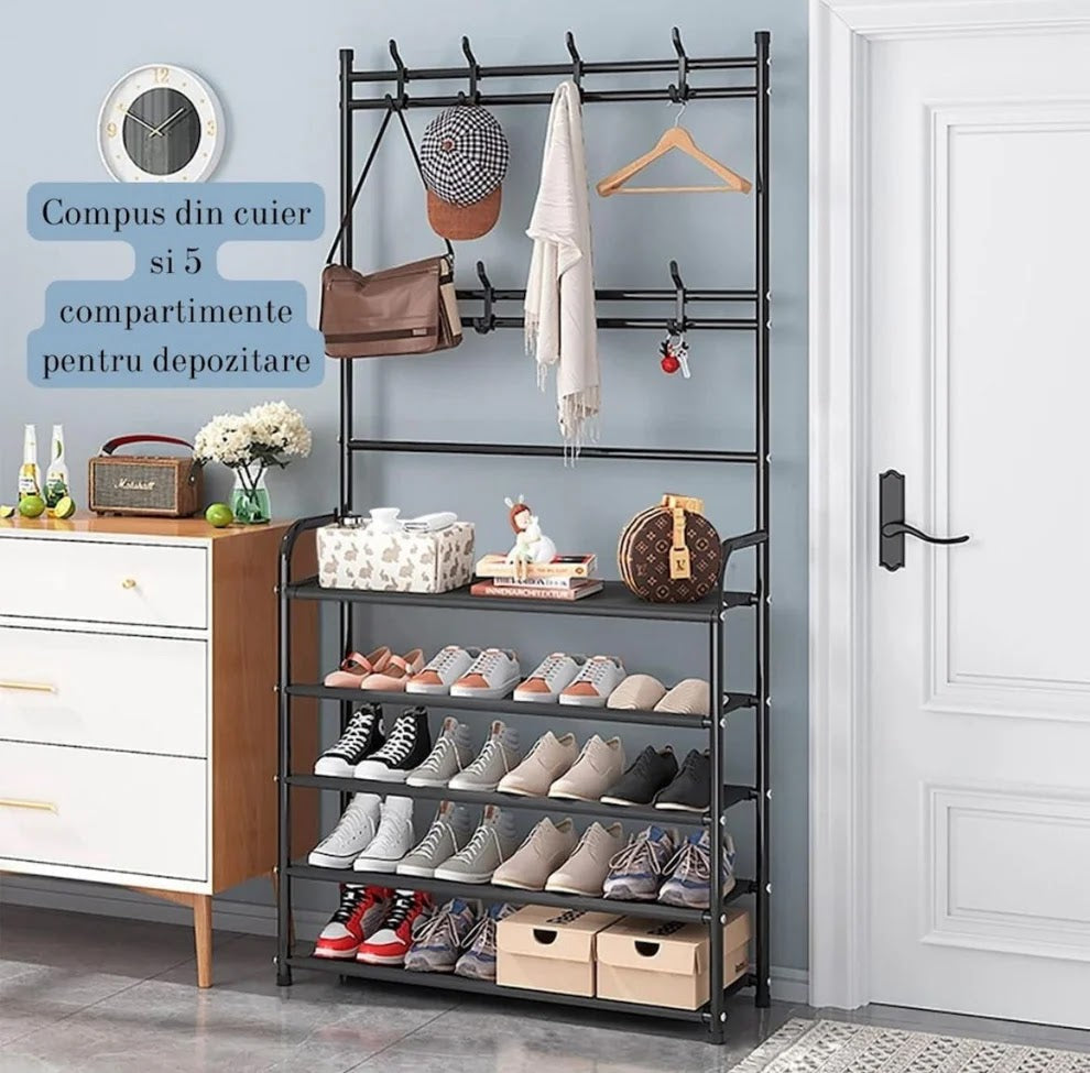Cuier cu Pantofar Metalic – 5 Rafturi
