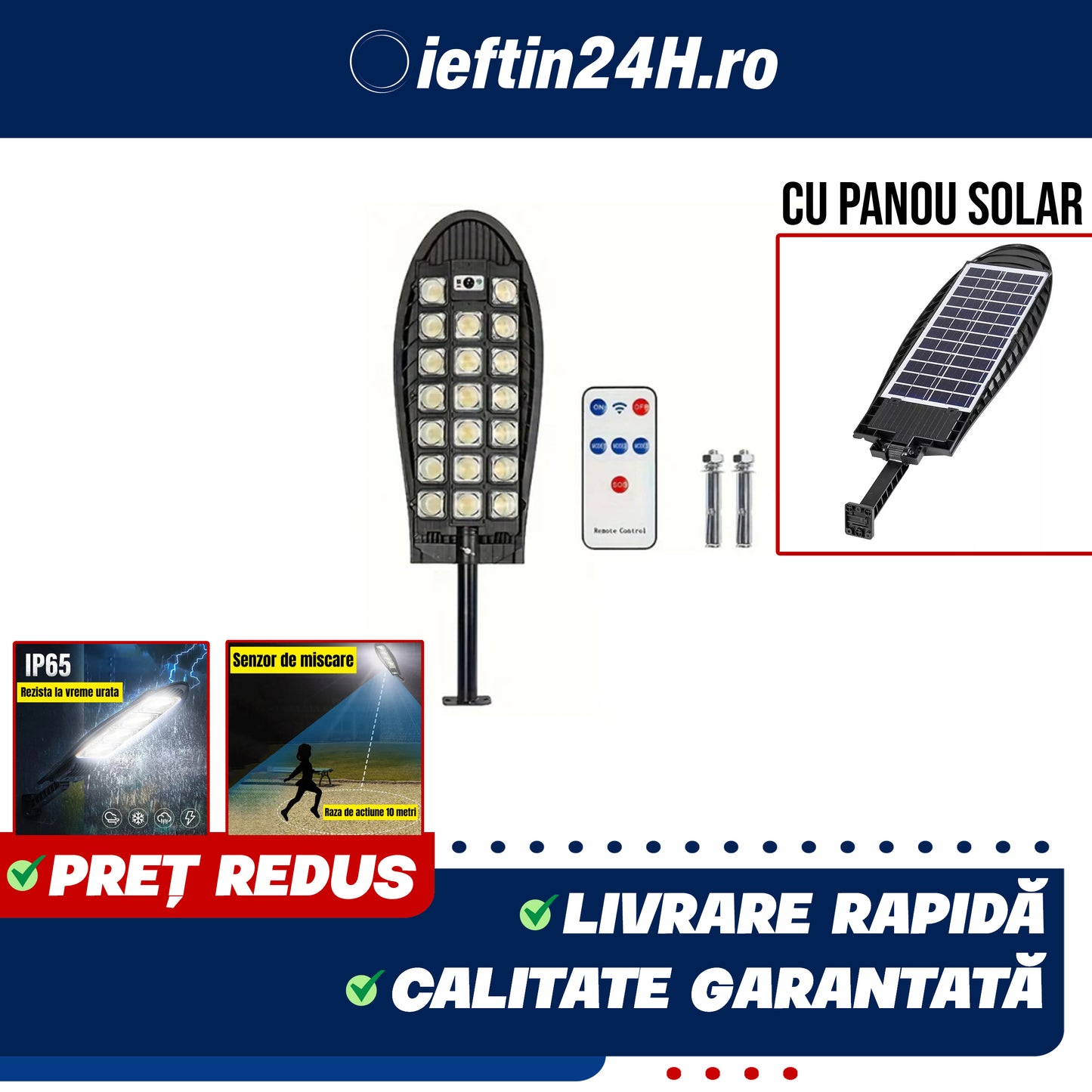 Lampa solară stradală 3300W Ovala - Picior metalic