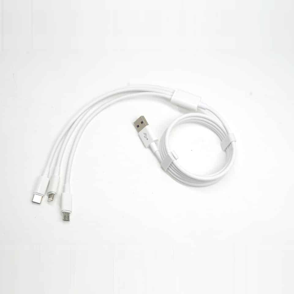 USB cable 3 in 1 JRH SX – 21, USB-micro USB/USB-C/iphone compatible, 3A, 1.2 m, white