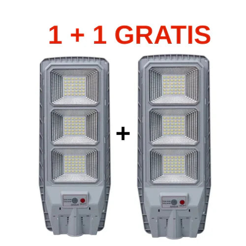 1 + 1 GRATIS! Lampa Solară Gri 800W Stradală cu Telecomandă
