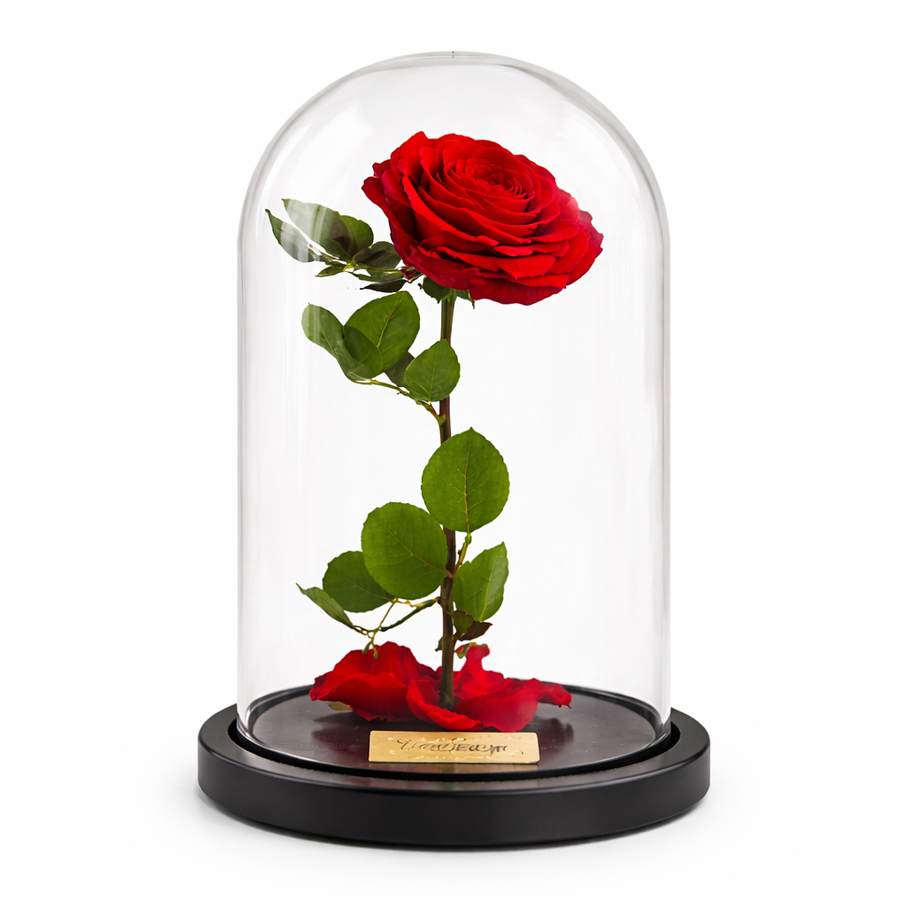 Trandafir rosu in sticla