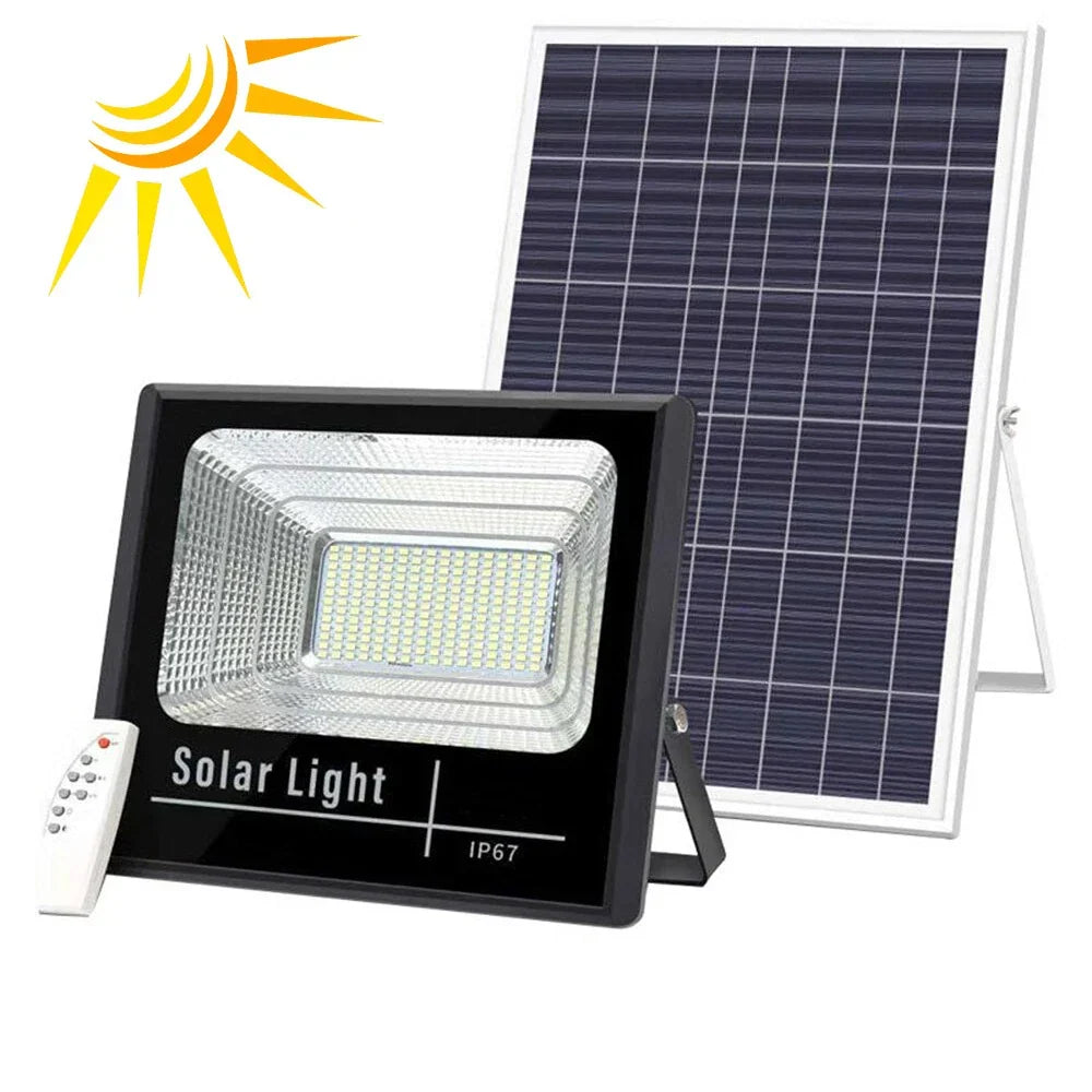 Proiector Solar LED Dublu Impermeabil, cu Senzor de Miscare, Telecomanda si Rotire 180 Grade