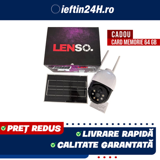 Camera Supraveghere LENSO Solara Cartela SIM 5 MP + CARD 64 GB