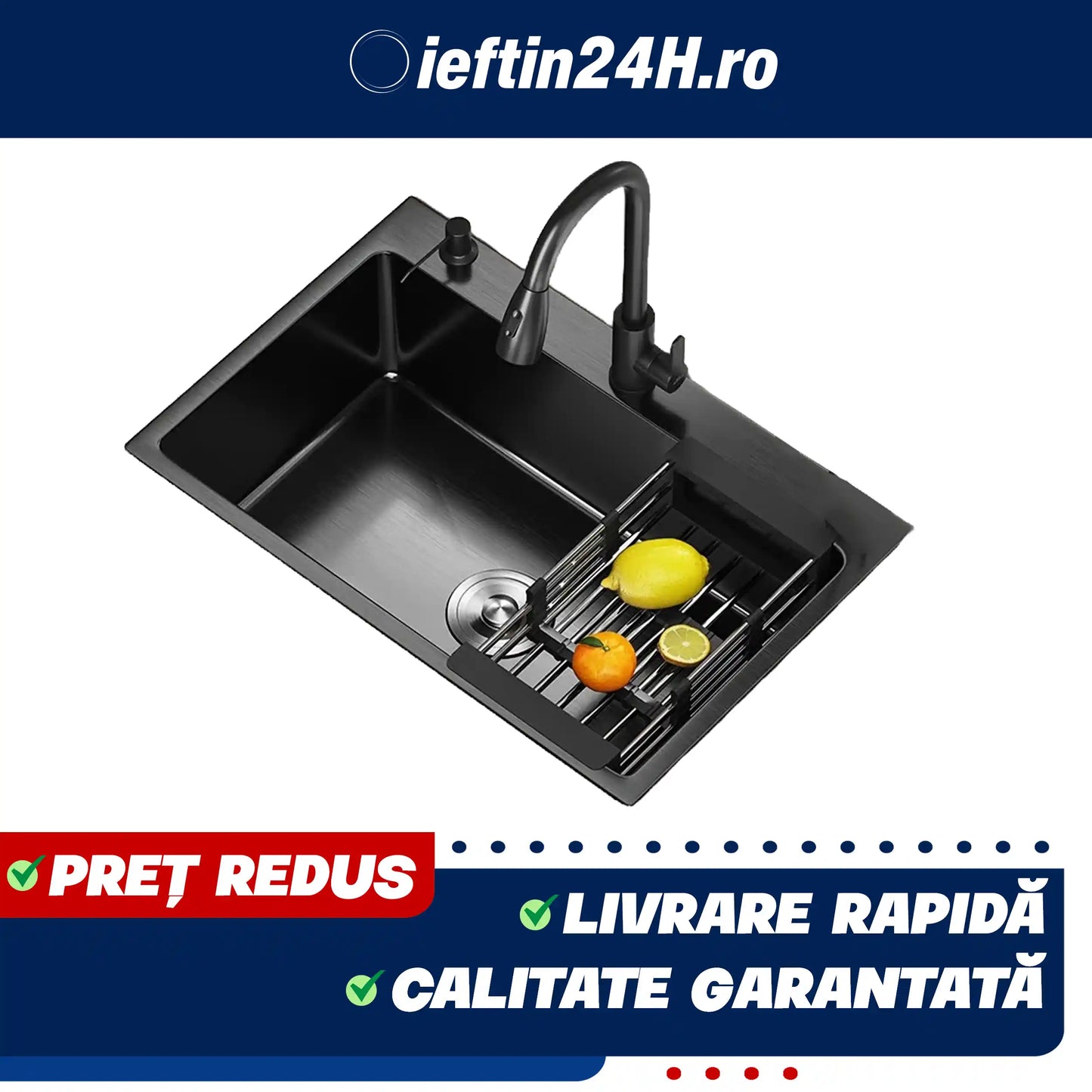 Set chiuveta si baterie tip lebada pentru bucatarie, multifunctionala