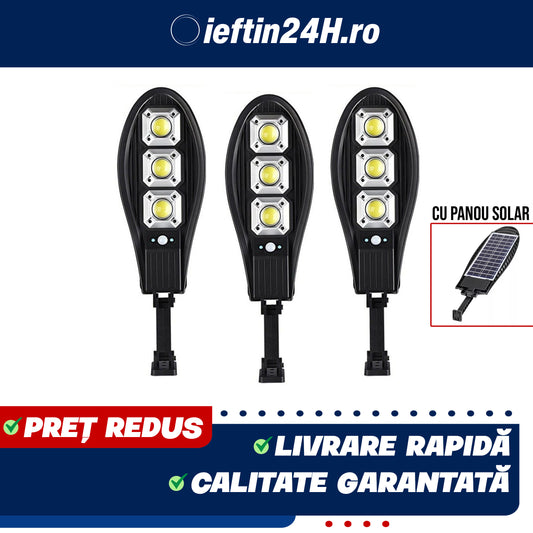 SET 3 x Lampa Stradala cu 90 LED-uri, Incarcare Solara