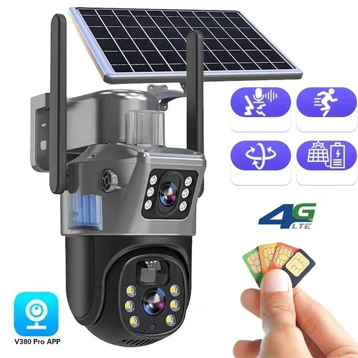 Camera Dubla Gri 4g Solar Baterie 12 Mii