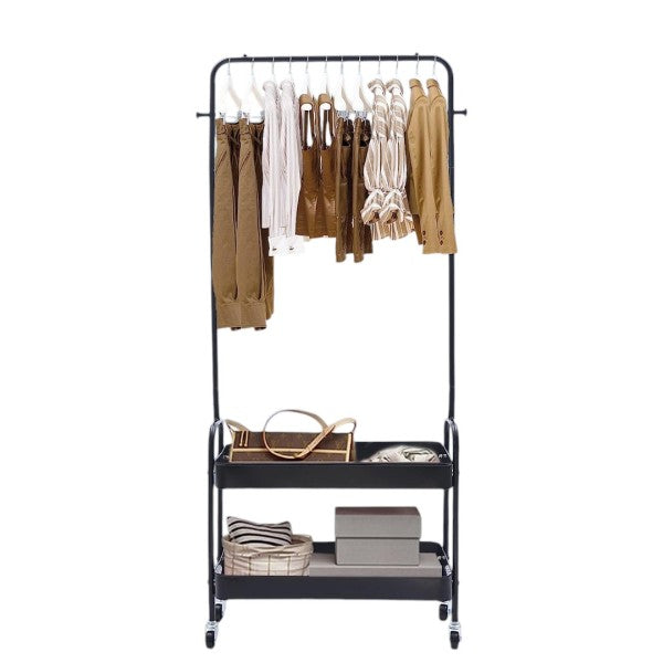 Organizator mobil haine si incaltaminte cu bara pentru umerase si 3 polite - Suport multifunctional
