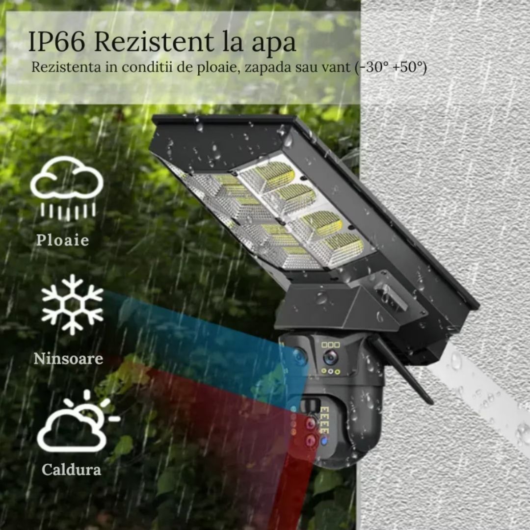 Lampa Solara cu Camera de Supraveghere SIM 4G, Aplicatie Mobila V380, 1920x2160, Microfon + Difuzor incorporat