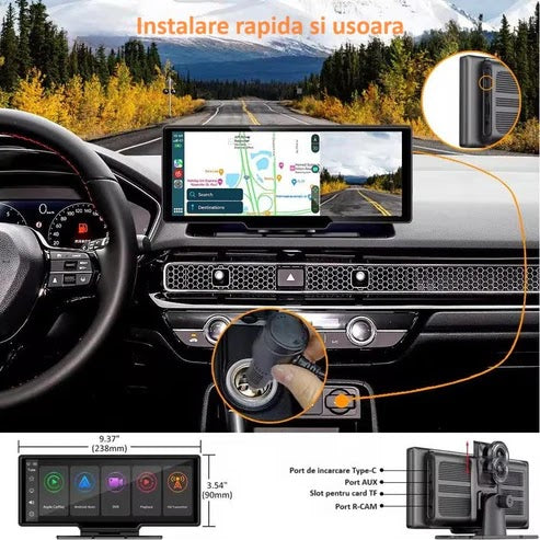 Navigație Auto Universala  10.2 inch Touchscreen, Wireless CarPlay/Android Auto, Camera 4K