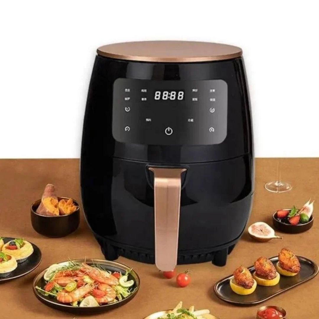 Friteuza cu aer cald AirFryer 3000W, capacitate 6L si afisaj digital + 100 hartii de copt cadou
