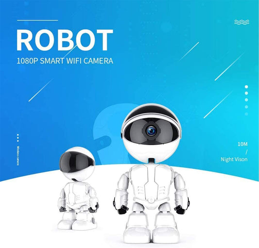 Camera de supraveghere smart Wireless Audio Video, Full HD 1080P, cu functie Baby Monitor, si cu rotire 360 grade, IP, Night Vision, Detectarea miscarilor, Two-Way Audio, model Robot