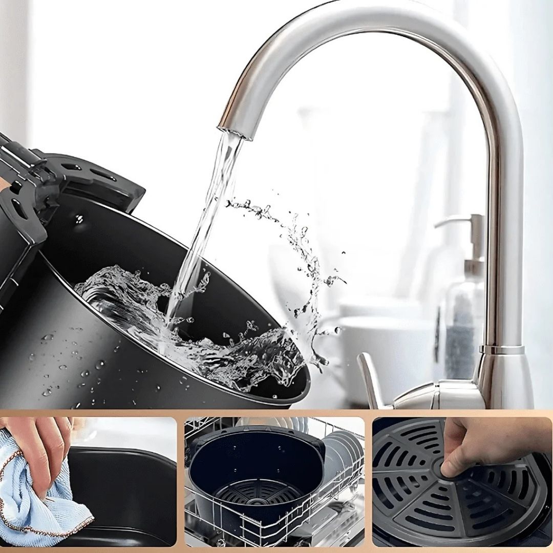 Friteuza cu aer cald AirFryer 3000W, capacitate 6L si afisaj digital + 100 hartii de copt cadou