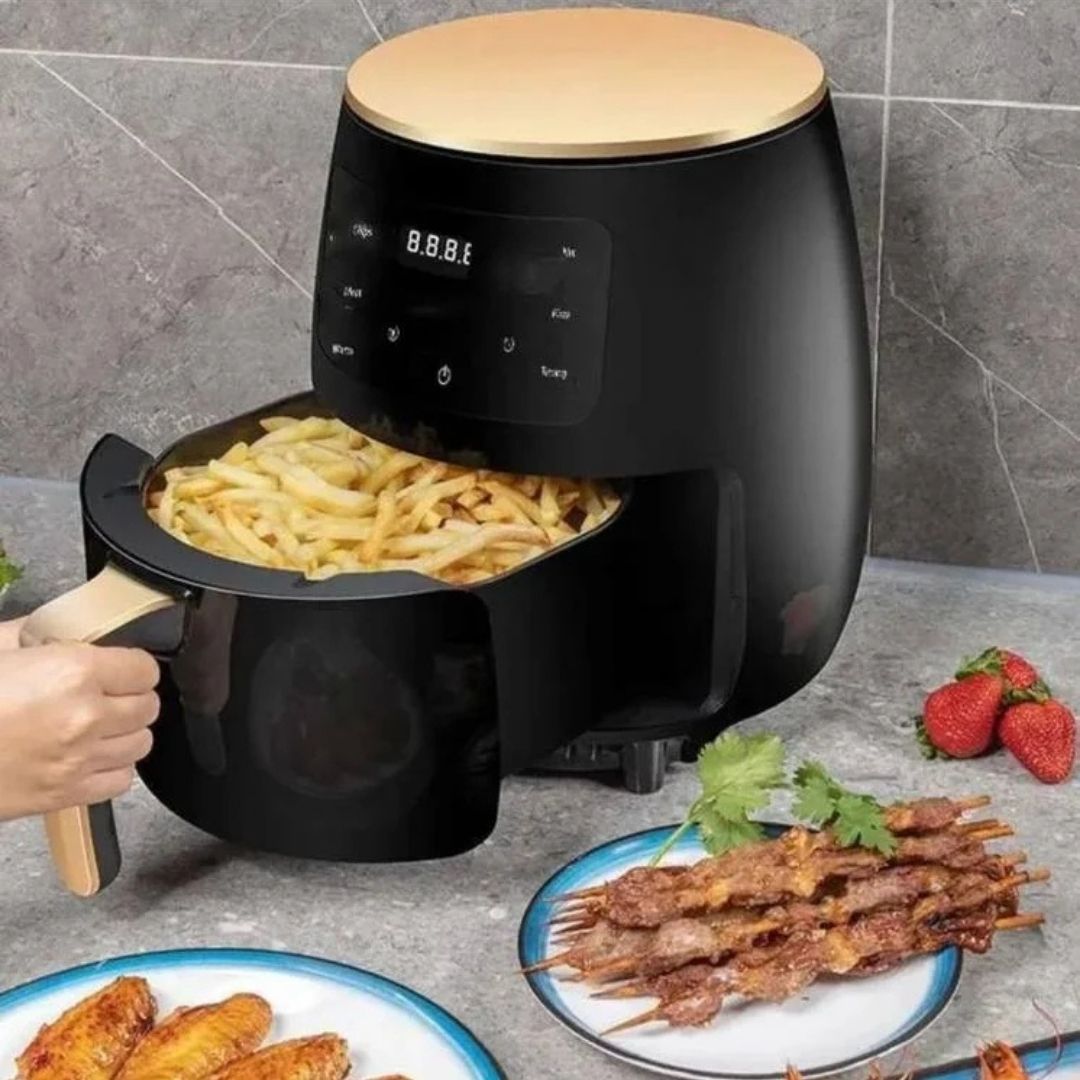 Friteuza cu aer cald AirFryer 3000W, capacitate 6L si afisaj digital + 100 hartii de copt cadou