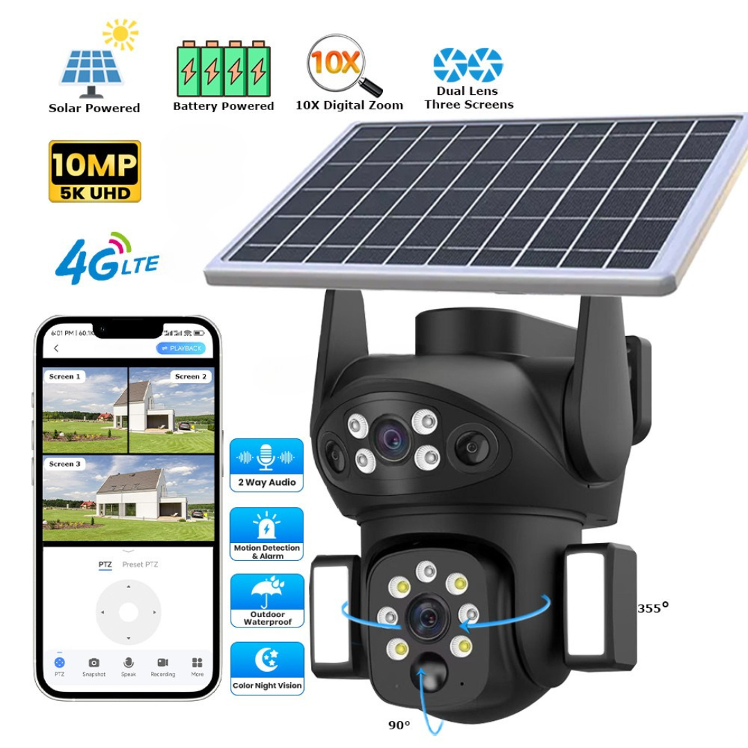 CAMERA SOLARA DUBLA + CARD 128GB
