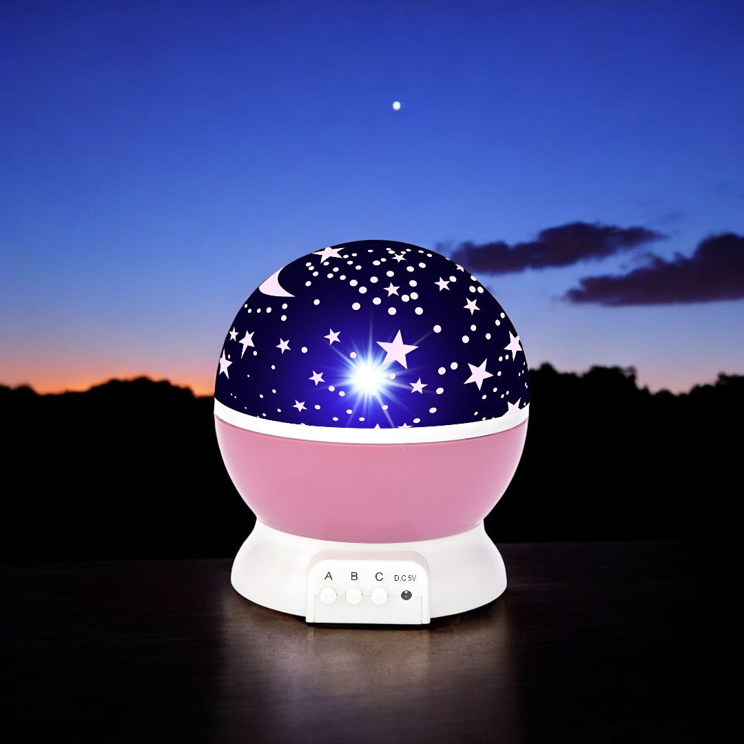 Lampa de Veghe cu Proiectie Stele si Luna - Proiector LED 360° cu Rotatie pentru Copii