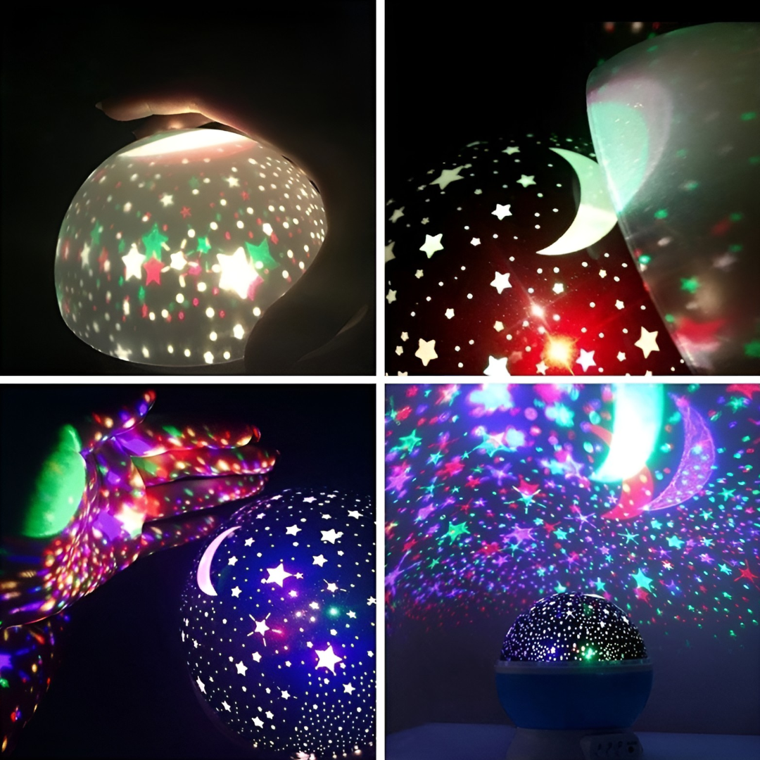 Lampa de Veghe cu Proiectie Stele si Luna - Proiector LED 360° cu Rotatie pentru Copii