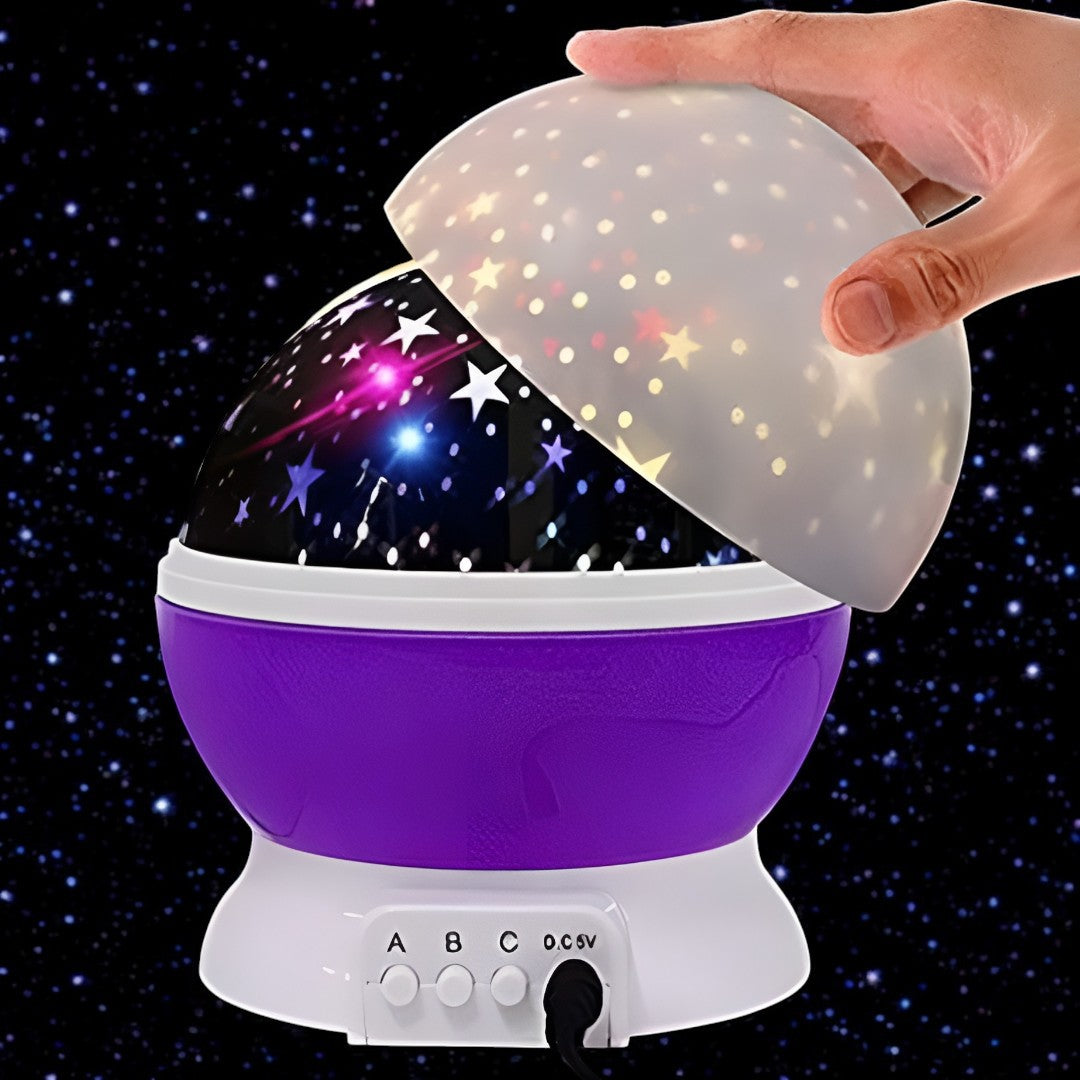 Lampa de Veghe cu Proiectie Stele si Luna - Proiector LED 360° cu Rotatie pentru Copii
