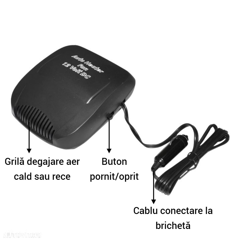 Aeroterma Auto 12V, 150W - Incalzire si Racire, Cablu 140cm, Lichidare Stoc