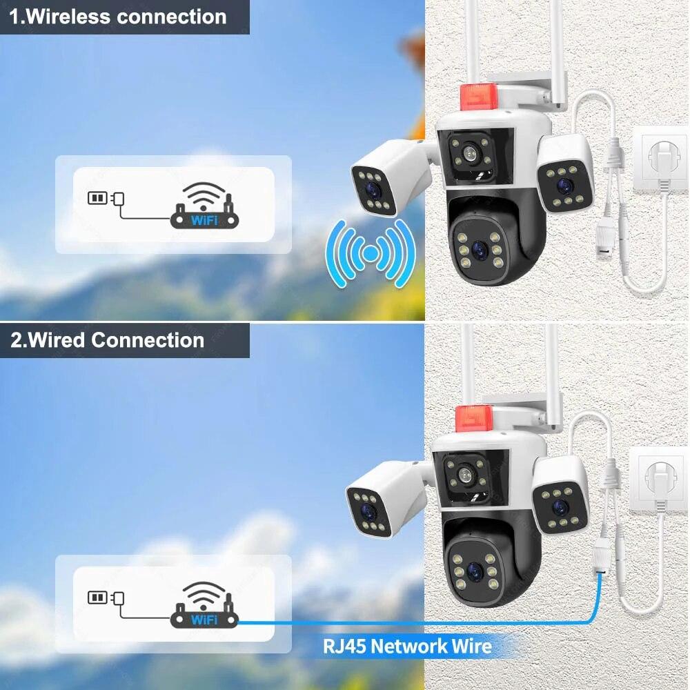 PACHET Lampă Solară cu Cameră de Supraveghere XL SIM 4G + Camera de Supraveghere WIFI 5K, 12MP, 3 lentile, 3 ecrane + 2 x Card 128 GB + Cartelă YOXO!