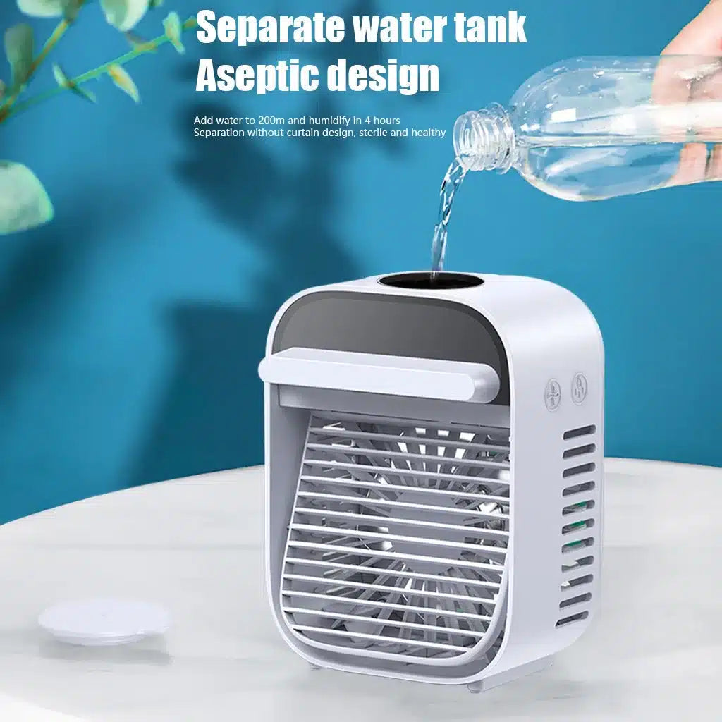 AC Cooler auto Ventilator portabil jrh Air/ Racitor de aer, 3 trepte viteza, 10W, Umidificare, alb-albastru