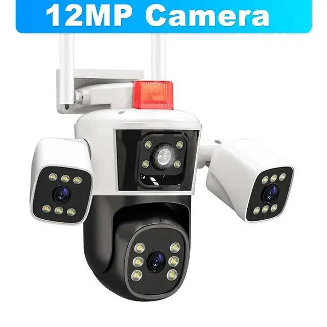 PACHET Lampă Solară cu Cameră de Supraveghere XL SIM 4G + Camera de Supraveghere WIFI 5K, 12MP, 3 lentile, 3 ecrane + 2 x Card 128 GB + Cartelă YOXO!