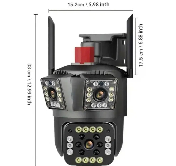 Camera de Supraveghere Tripla Wifi, Ultra Hd 5x Zoom, Rotire, Leduri