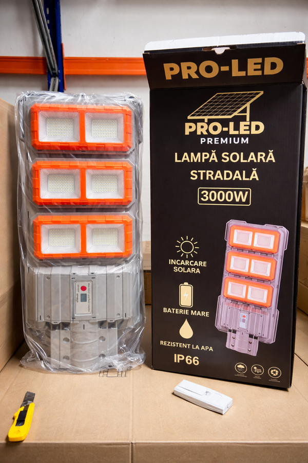 Pachet 2x Lampi Solare Stradale PREMIUM LED 3000W