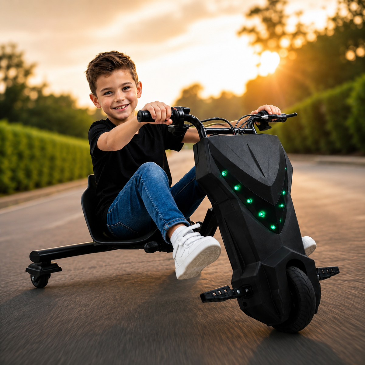 Tricicletă Electrică Drift Copii, 250W, Boxă Bluetooth, LED, 3 Viteze, până la 130 kg