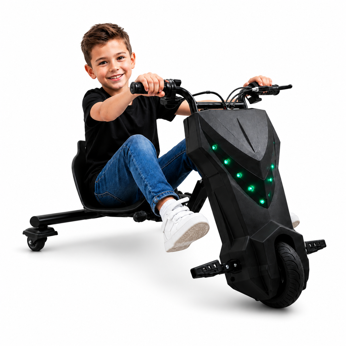Tricicletă Electrică Drift Copii, 250W, Boxă Bluetooth, LED, 3 Viteze, până la 130 kg