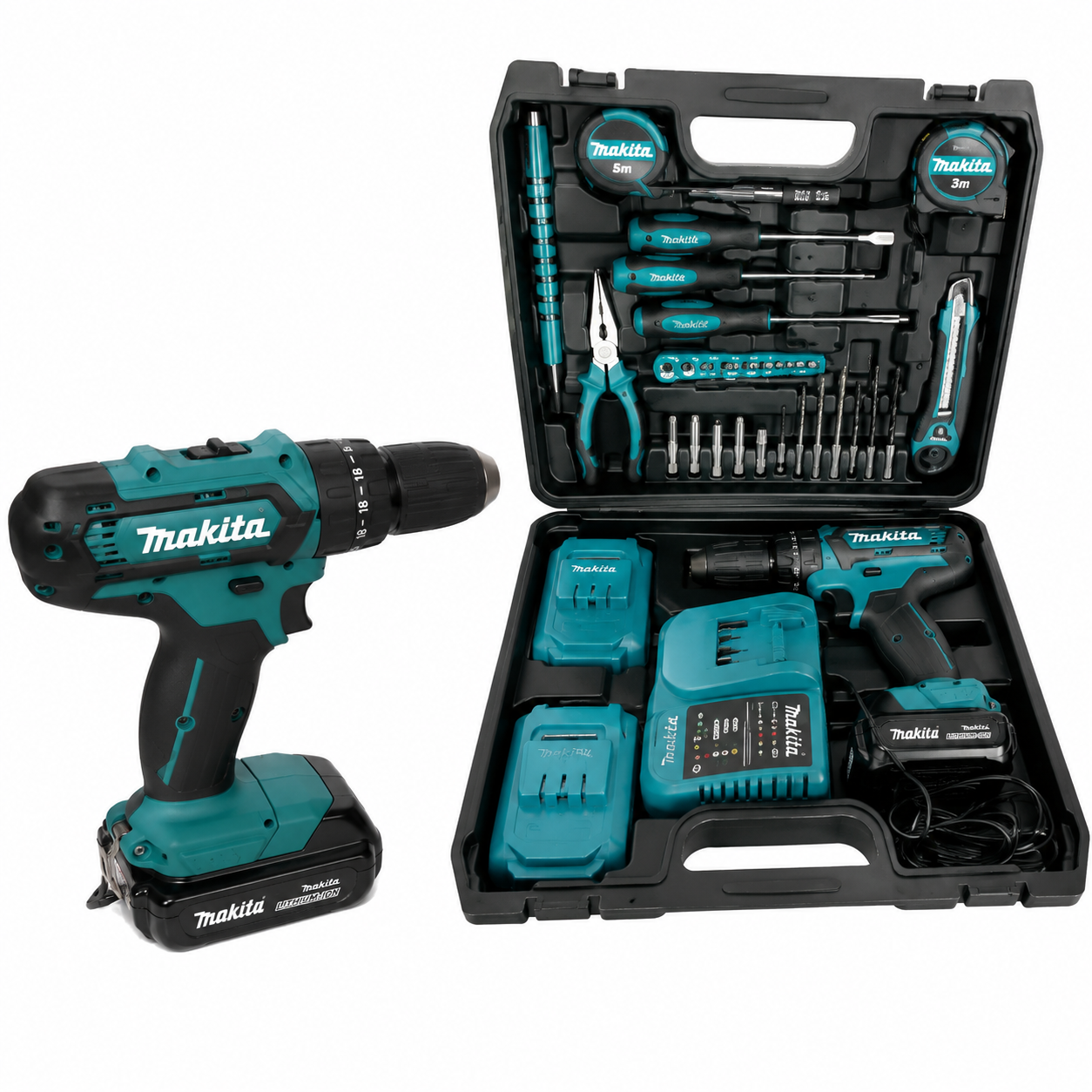 TRUSA BORMASINA PROFESIONALA CU 33 DE ACCESORII 2 BATERII 48V