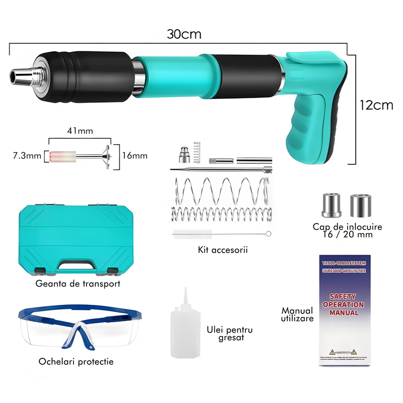 Pistol Manual Pneumatic 30 Cm, 7.3 cm
