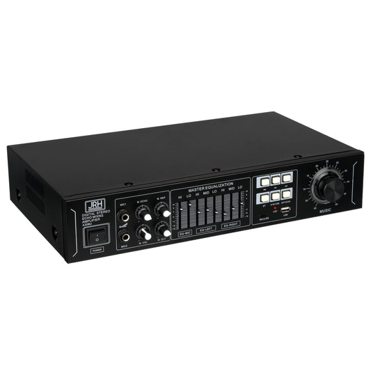Amplificator audio profesional JRH PRO ,BHT , conectare USB , SD card , 8 benzi grafice egalizator , putere 2 x 100 W