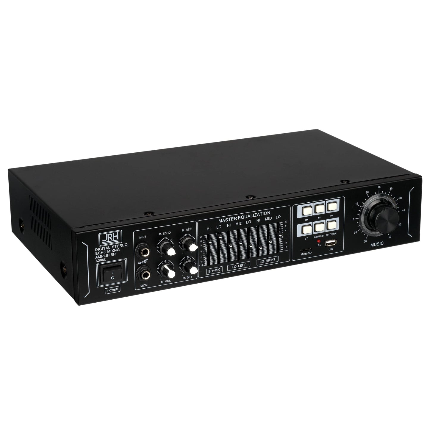 Amplificator audio profesional JRH PRO ,BHT , conectare USB , SD card , 8 benzi grafice egalizator , putere 2 x 100 W