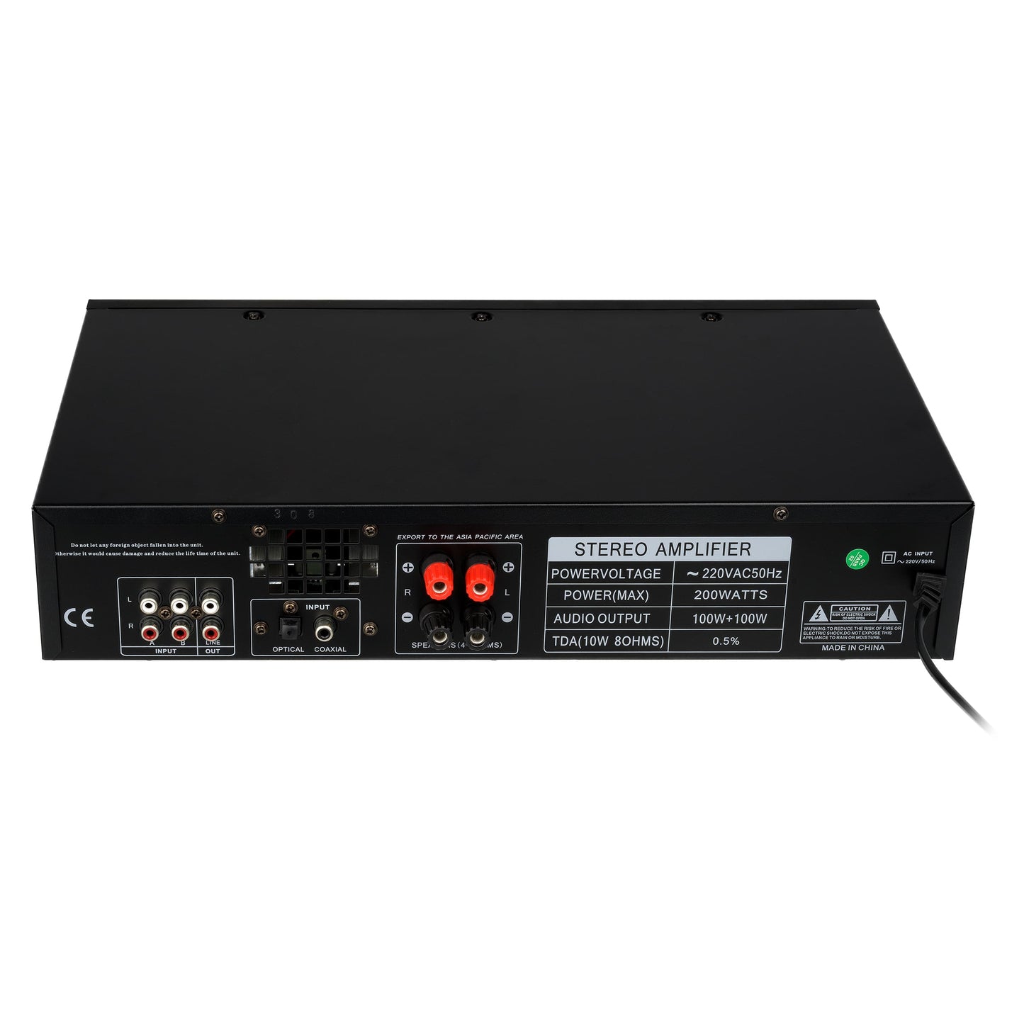 Amplificator audio profesional JRH PRO ,BHT , conectare USB , SD card , 8 benzi grafice egalizator , putere 2 x 100 W