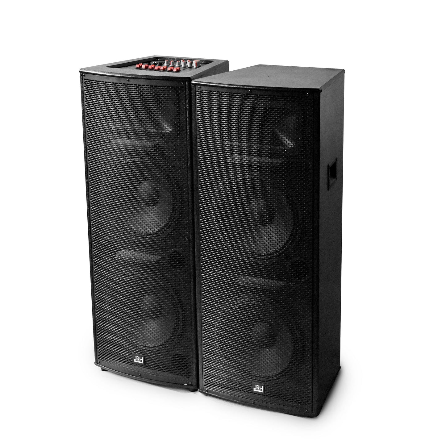 Set Boxe Active Profesionale ,JRH 2022DS , Putere 1600 W , 5 Band Graphic Equalizer, Microfoane Wireless, Conectivitate Bluetooth 2 microphone fara fir si telecomanda