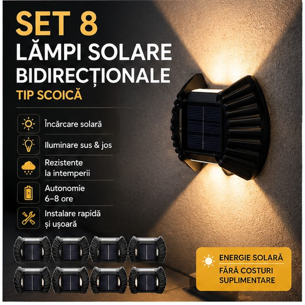 Lămpi solare decorative Scoică – set de 8 lămpi