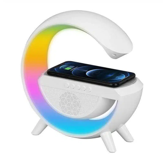 Boxa Multifunctionala G 3 in 1 JRH, Lampa LED RGB Smart, Boxa Bluetooth, Incarcator Telefon Wireless, Lumina RGB, Alb