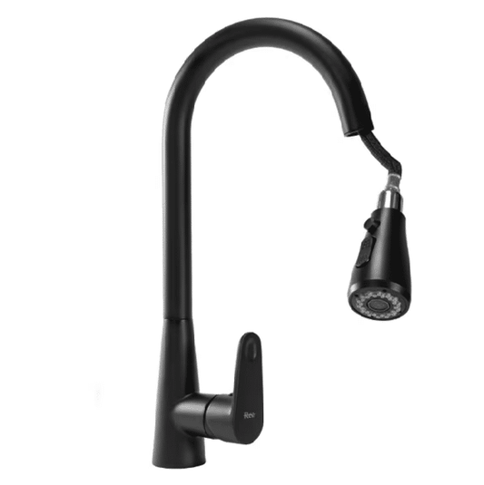 Baterie pentru bucatarie, jrh®, negru mat 43 cm, dus extractibil