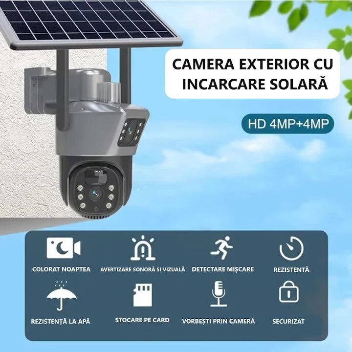 Camera Dubla Gri 4g Solar Baterie 12 Mii