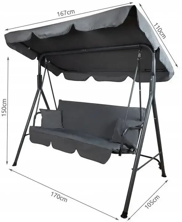 Balansoar gradina jrh , acoperiș reglabil, 175x110x150cm, verde – ideal pentru relaxare în aer liber