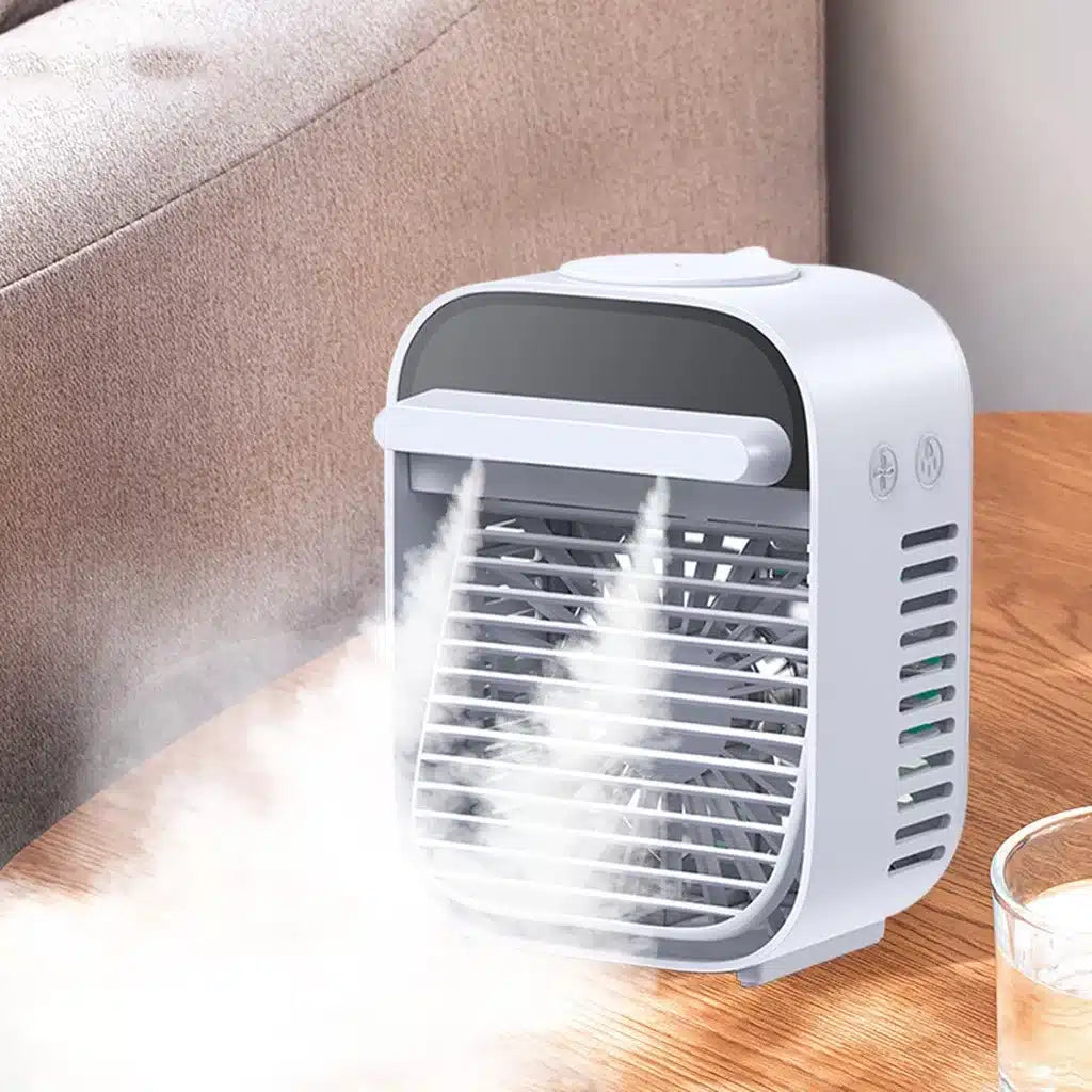 AC Cooler auto Ventilator portabil jrh Air/ Racitor de aer, 3 trepte viteza, 10W, Umidificare, alb-albastru