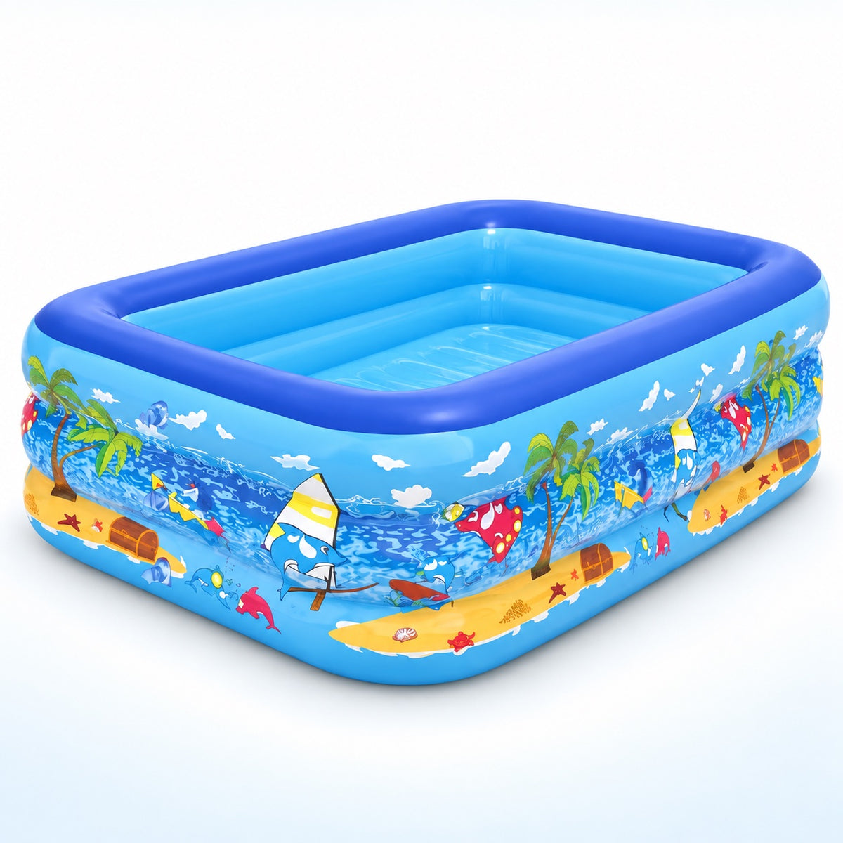 Piscină gonflabilă copii 200x120x40 cm, PVC, 2 inele
