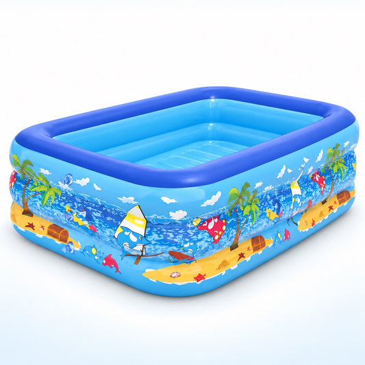 Piscină gonflabilă copii 200x120x40 cm, PVC, 2 inele