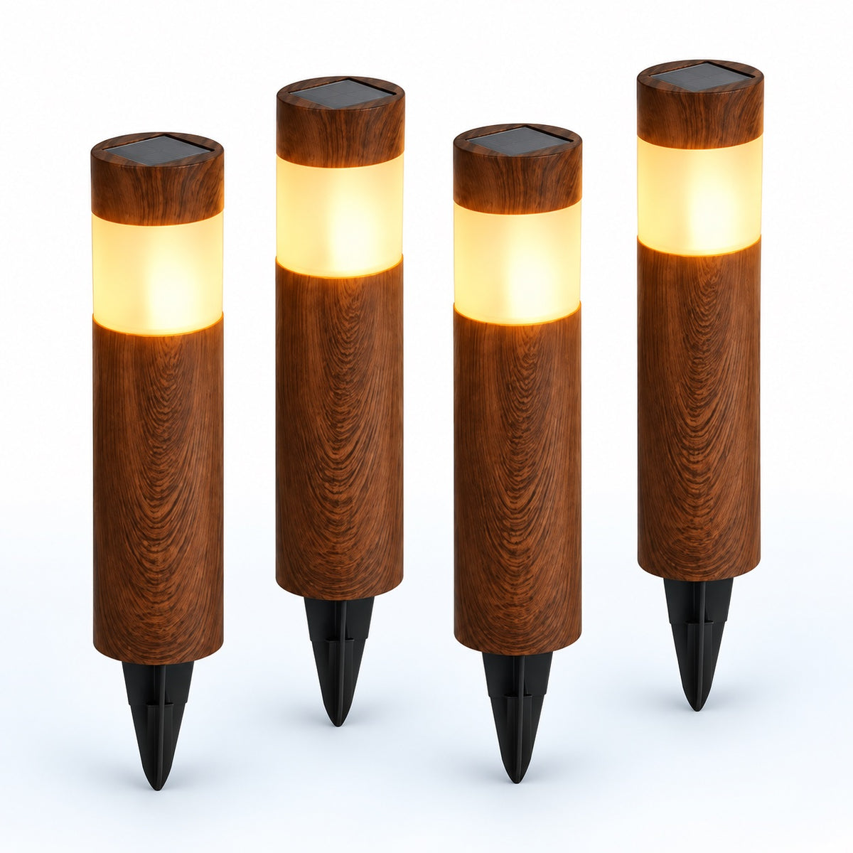 Set complet de 4 lămpi solare pentru grădină ideale pentru iluminarea căilor de acces