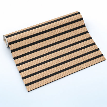 Tapet Autoadeziv Stil Riflaj – Role PVC 300x45 cm, Textură Lemn