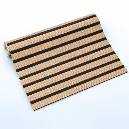 Tapet Autoadeziv Stil Riflaj – Role PVC 300x45 cm, Textură Lemn