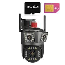 Camera de Supraveghere Tripla 4g, Ultra Hd 5x Zoom, Rotire, Leduri