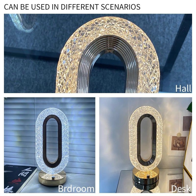 Veioza Ambientala Cristal, 3 Moduri Iluminare Cald/rece/neutru, Intensitate Reglabila Tactil