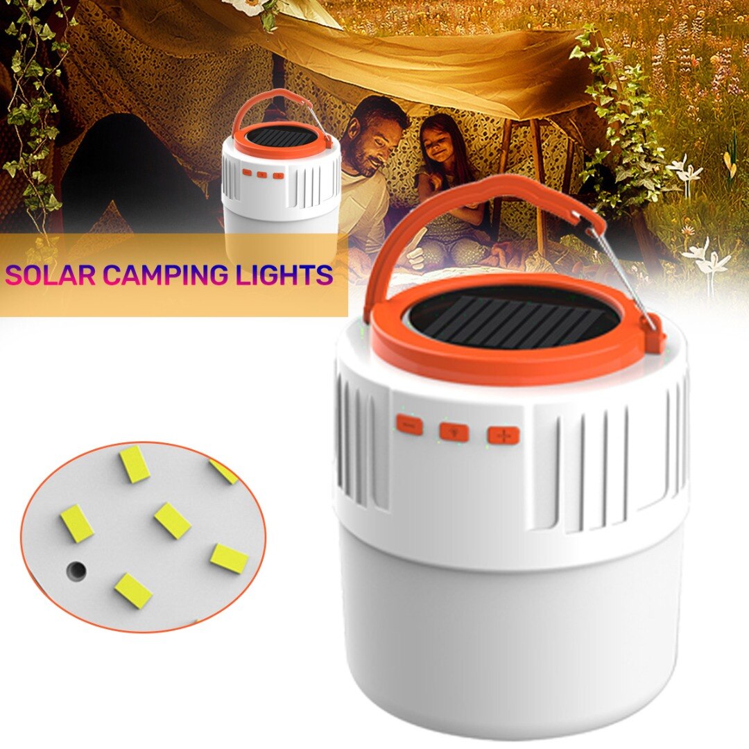 Lanternă solară cu 42 LED, reîncărcabilă prin USB, cu lumină difuzor fără fir, lampă pentru cort de camping, pentru iluminat de urgență în exterior/interioară