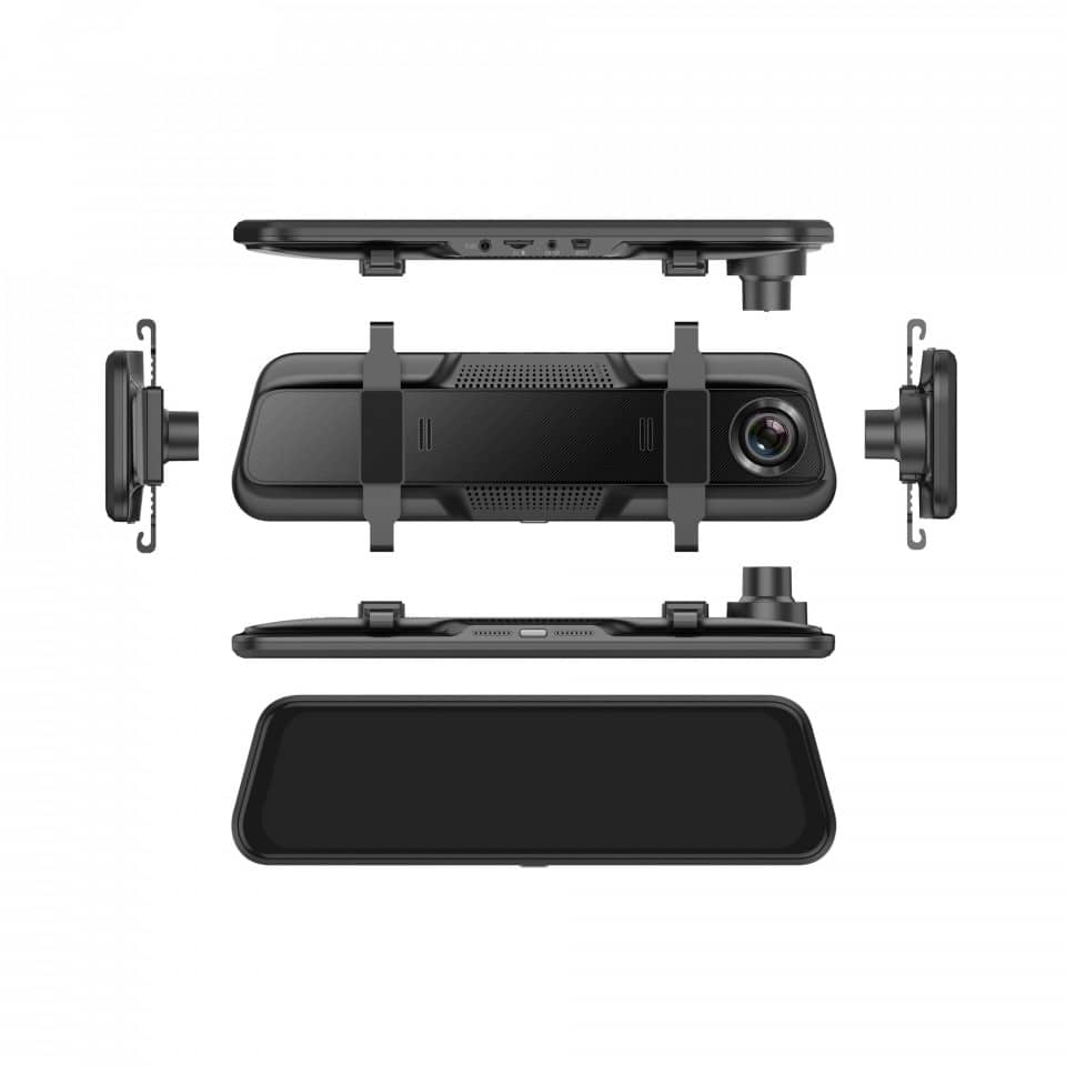 9.66inch 1080p Dual Lens Touchable Screen Car Recorder With Back-up Camera Function Hd Night Vision